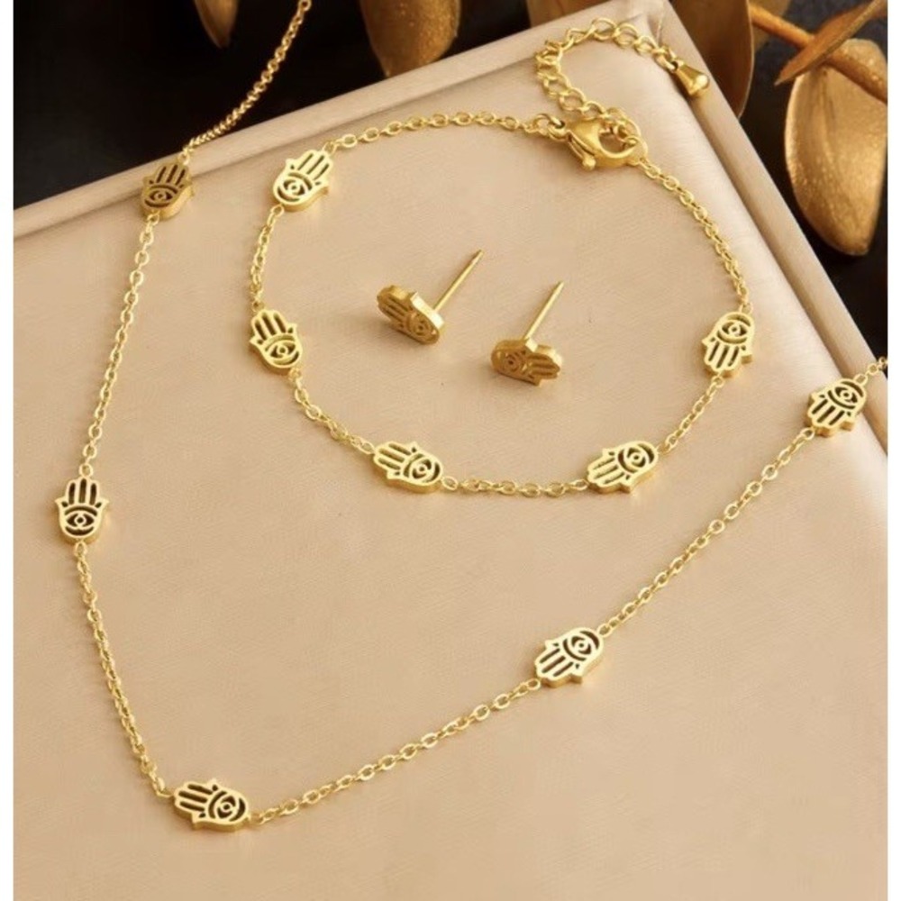 (..3.19)Stainless Steel hamsa hand jewelry sets